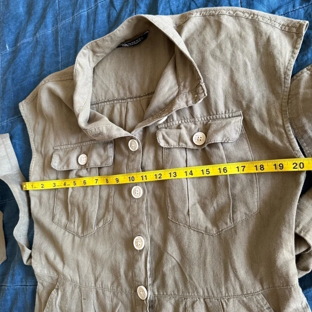 Zara Linen Blend Jumpsuit with Belt Size Medium